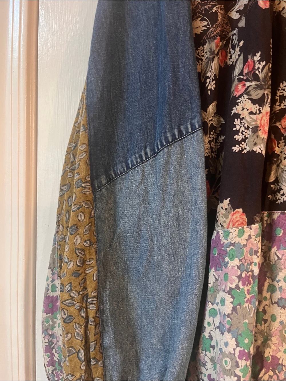 NWT Young Threads Patchwork Denim Jacket/shirt - Multicolor - Picture 8 of 10